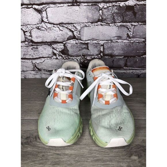 On Cloud Wide Lime Green Gray White LaceUp Gym Running Shoes Women Sz 39EU/8M US - Picture 3 of 16